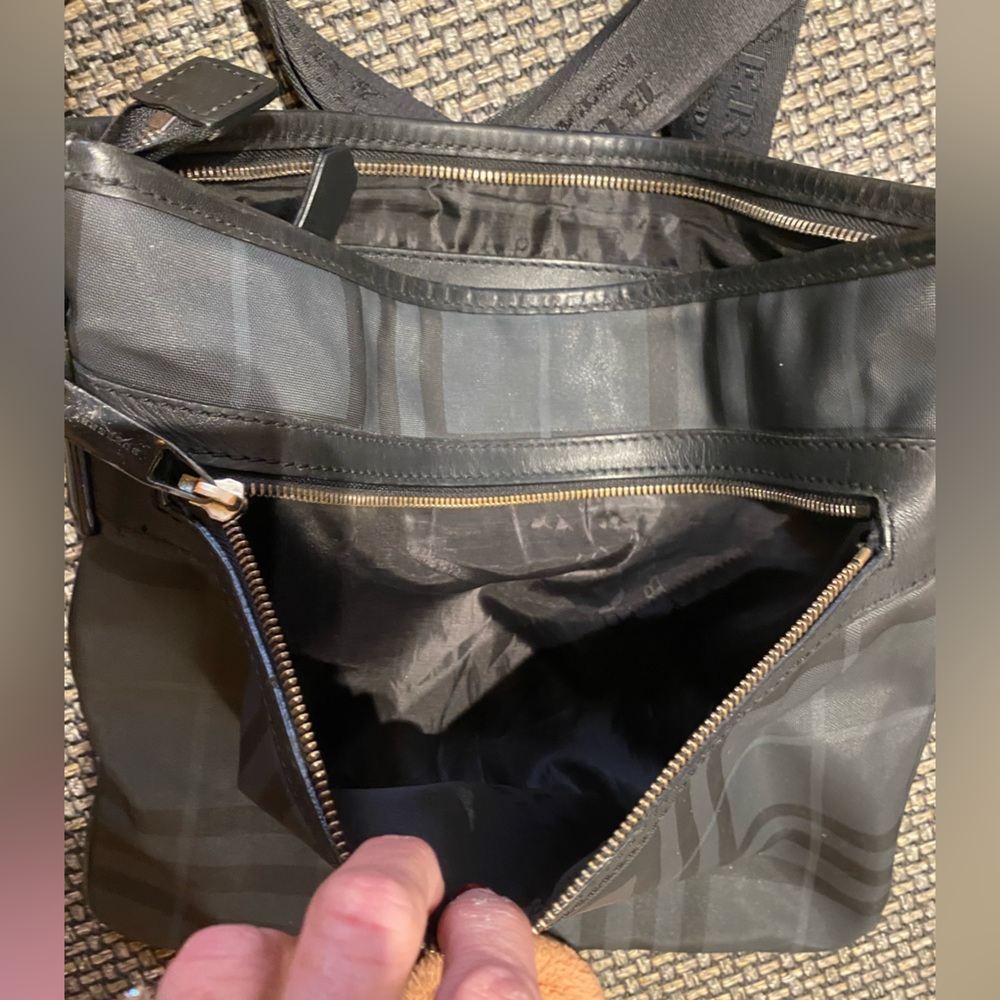 BURBERRY Black Check Messenger Bag w/LOGO Strapping/italian made🎁EUC - Picture 13 of 13